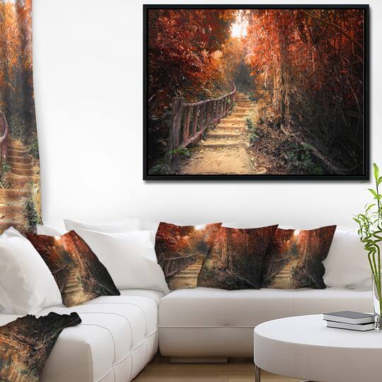 Designart - Stairway Through Red Fall Forest